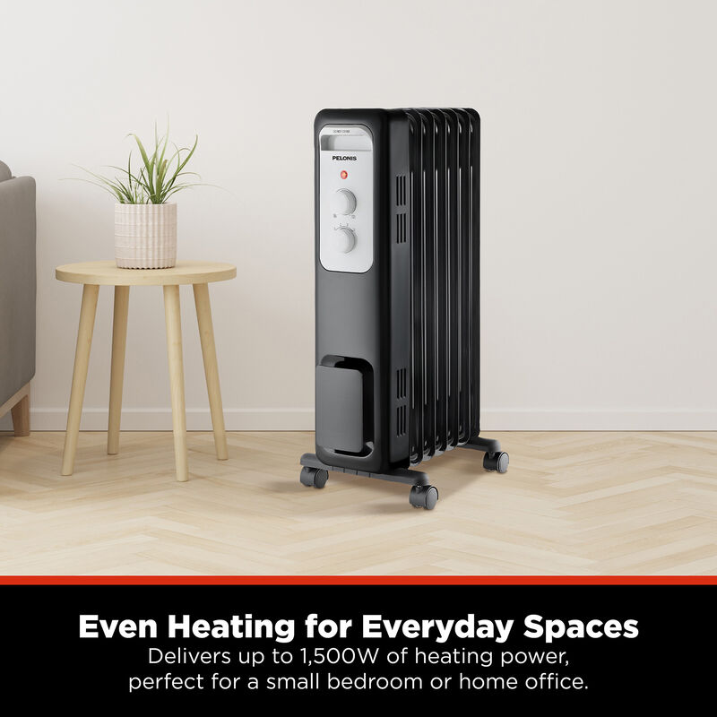 Pelonis 1500 W Radiant Space Heater with 3 Heat Settings & Overheat Safety Shut-Off - Black, , hires