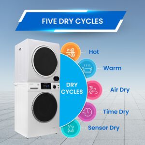Equator 24 in. 1.6 cu. ft. Electric Front Load Laundry Center with Pet Cycle, Sanitize Cycle & Sensor Dry - White, White, hires