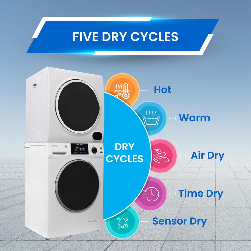 Equator 24 in. 1.6 cu. ft. Electric Front Load Laundry Center with Pet Cycle, Sanitize Cycle & Sensor Dry - White, White, hires