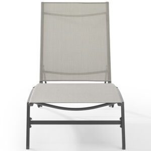 Crosley Weaver Reclining Mesh Chaise Lounge Chair with Wheels - Light Gray, , hires
