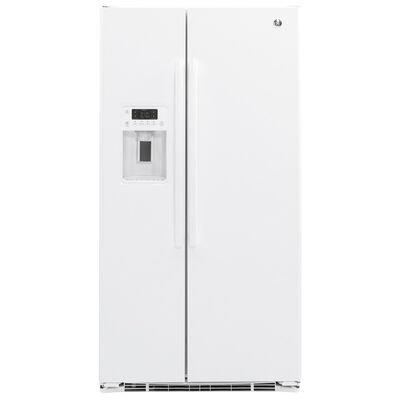 GE 36 in. 21.9 cu. ft. Counter Depth Side by Side Refrigerator with Ice & Water Dispenser - White | GZS22DGJWW