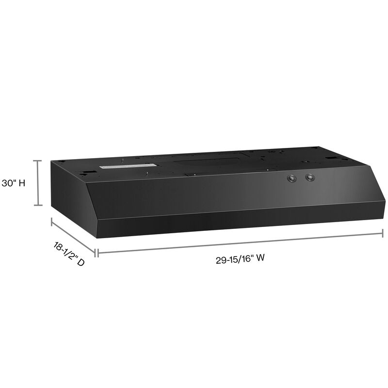 Whirlpool 30 in. Convertible Standard Style Range Hood with 270 CFM, 2 Fan Speeds & 1 LED Light - Black, , hires