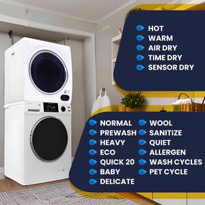 Equator 24 in. 1.6 cu. ft. Electric Front Load Laundry Center with Pet Cycle, Sanitize Cycle & Sensor Dry - White, White, hires