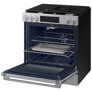 Samsung Bespoke 30 in. 6.0 cu. ft. Smart Air-Fry True European Convection Slide-In Gas Range with 5 Sealed Burners & Griddle - Stainless Steel, Stainless Steel, hires