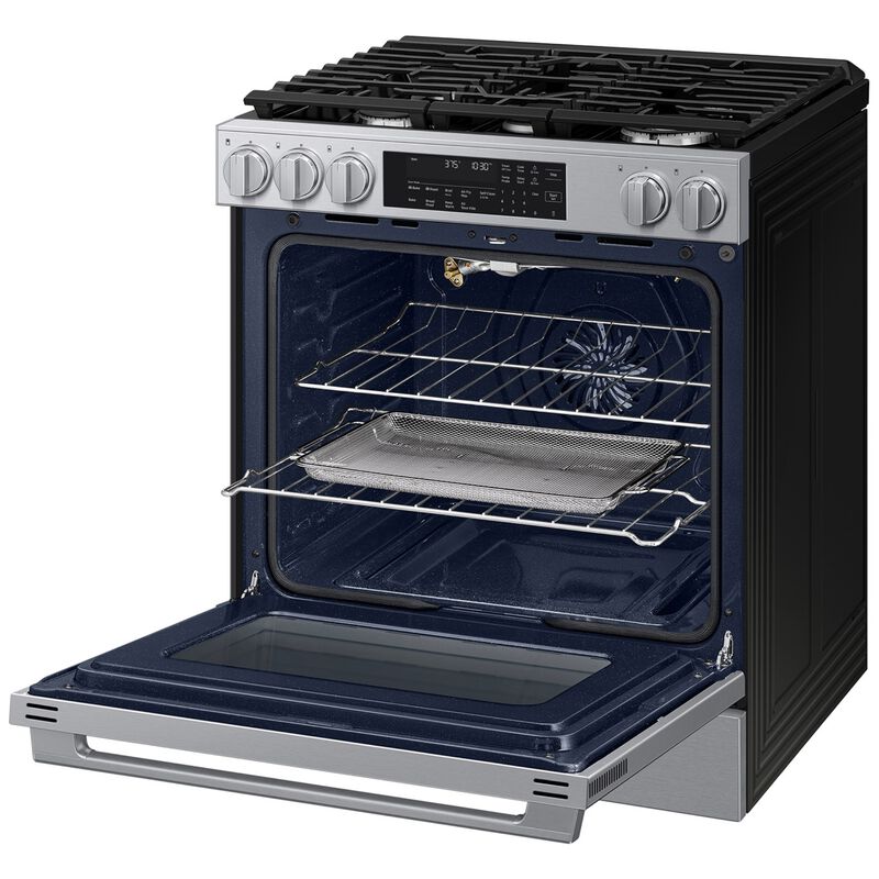 Samsung Bespoke 30 in. 6.0 cu. ft. Smart Air-Fry True European Convection Slide-In Gas Range with 5 Sealed Burners & Griddle - Stainless Steel, Stainless Steel, hires