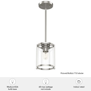 Hunter Astwood 6.25 in. Mini Pendant with Clear Glass - Brushed Nickel, , hires