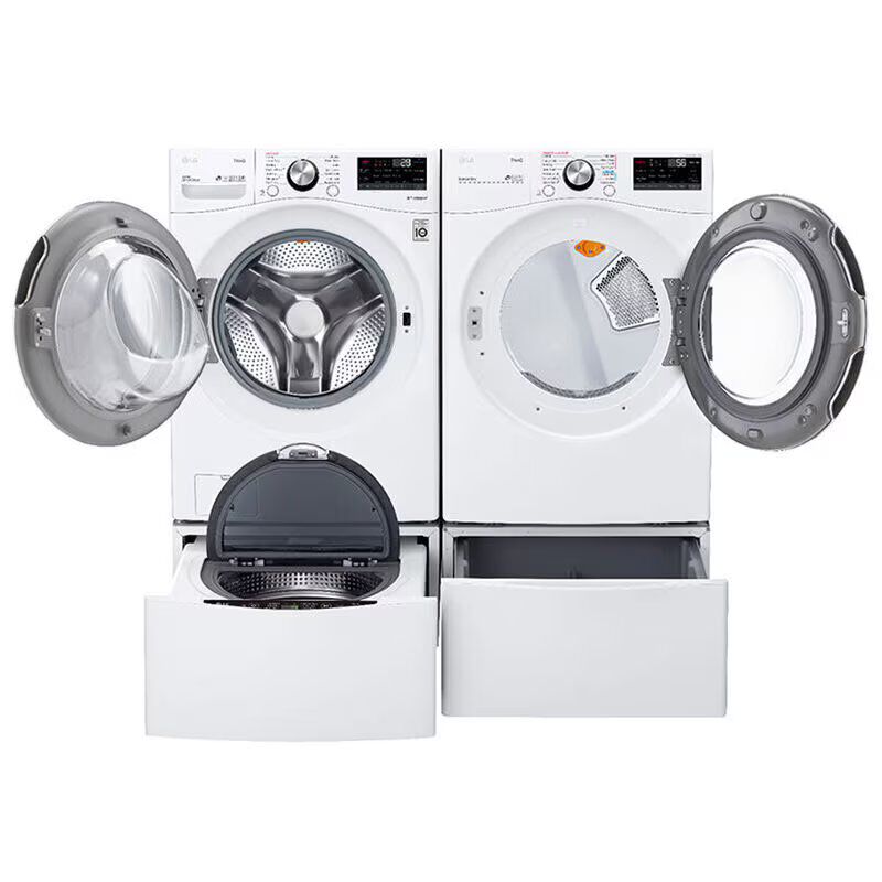 LG 27 in. 5.0 cu. ft. Smart Stackable Front Load Washer with TurboWash 360, Sanitize & Steam Wash Cycle - White, White, hires