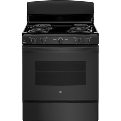 GE 30 in. 5.0 cu. ft. Oven Freestanding Electric Range with 4 Coil Burners - Black | JBS460DMBB