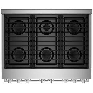 JennAir Noir Series 36 in. 5.1 cu. ft. Smart True European Convection Gas Range with 6 Sealed Burners - Stainless Steel, , hires