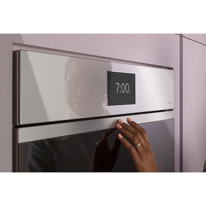 Cafe Minimal Series 30 in. 10 cu. ft. Smart Top Control Electric Double Wall Oven with True European Convection - Platinum Glass, Platinum Glass, hires