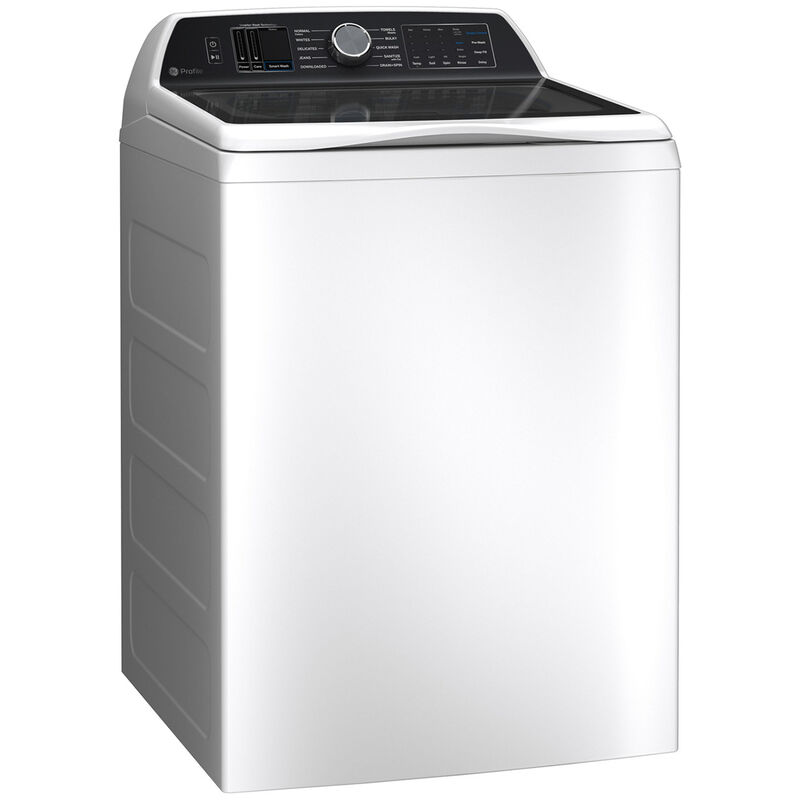 GE Profile 28 in. 5.4 cu. ft. Smart Top Load Washer with Smarter Wash Technology, FlexDispense & Sanitize with Oxi - White, White on White, hires