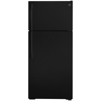 GE 28 in. 16.6 cu. ft. Top Freezer Refrigerator - Black | GTE17GTNRBB