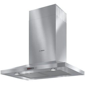 Bosch 300 Series 30 in. Convertible Chimney Style Range Hood with 300 CFM, 3 Fan Speeds & 2 LED Lights - Stainless Steel, , hires