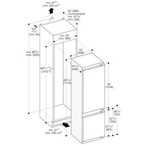 Gaggenau 200 Series 22 in. 8.3 cu. ft. Built-In Smart Counter Depth Bottom Freezer Refrigerator - Custom Panel Ready, , hires