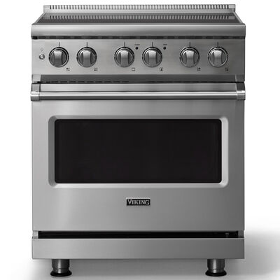 Viking 5 Series 30 in. 4.7 cu. ft. True European Convection Electric Range with 4 Induction Burners - Stainless Steel | VIR53044BSS