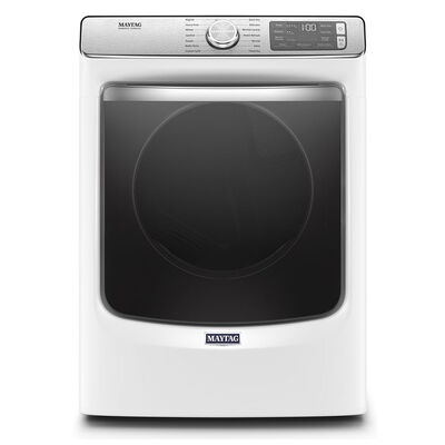 Maytag 27 in. 7.3 cu. ft. Smart Stackable Gas Dryer with Extra Power Button, Industry-Exclusive Extra Moisture Sensor, Sanitize & Steam Cycle - White | MGD8630HW