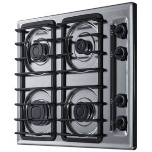 Summit 24 in. 4-Burner Natural Gas Cooktop with Simmer Burner & Power Burner - Chrome, , hires