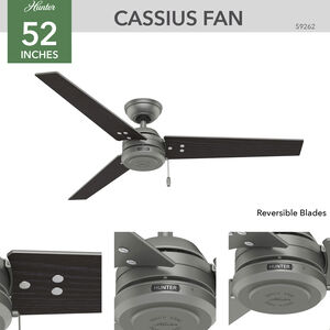 Hunter Cassius 52" Indoor /Outdoor Ceiling Fan - Matte Silver, Silver, hires