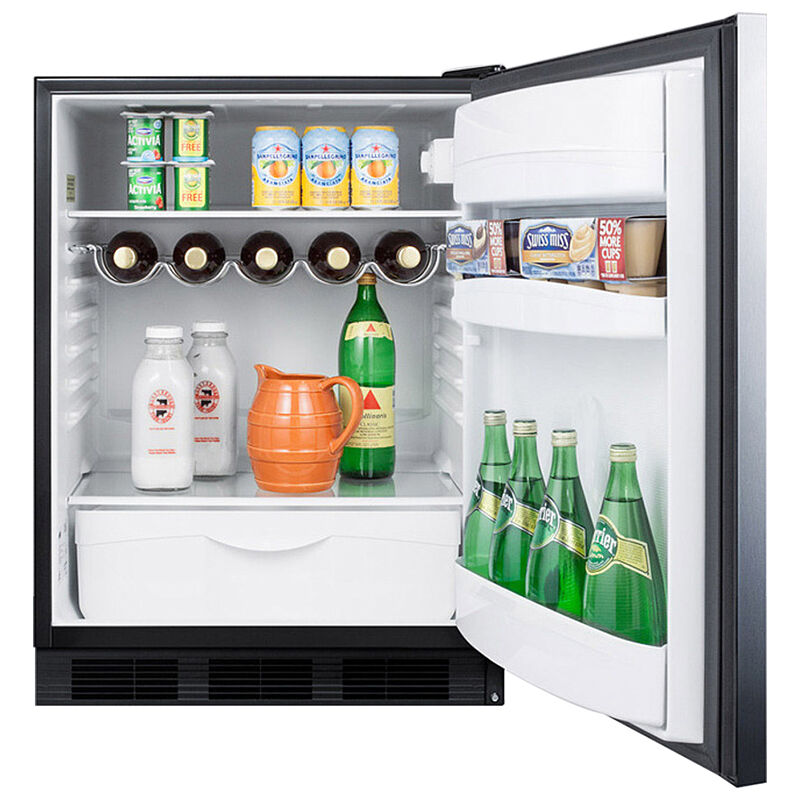 Summit 24 in. 5.5 cu. ft. Mini Fridge - Stainless Steel with Black Cabinet, , hires