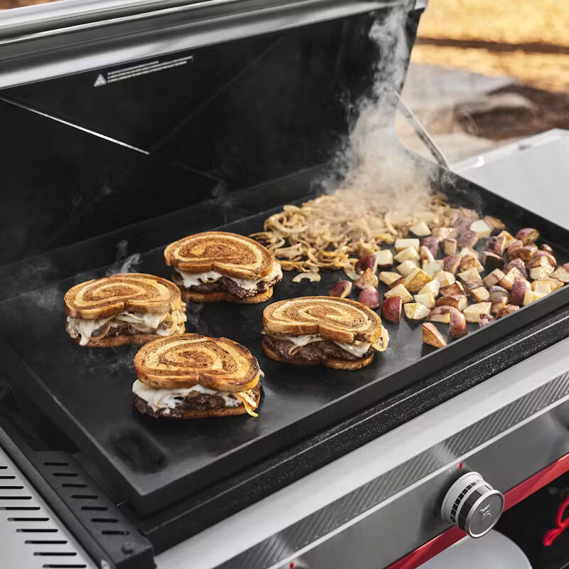 Weber Slate 30 in. Liquid Propane Gas Flat Top Griddle with Side Tables - Black, , hires