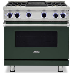 Viking 36 in. 5.1 cu. ft. Convection Oven Freestanding LP Gas Range with 6 Sealed Burners - Black Forest Green, , hires