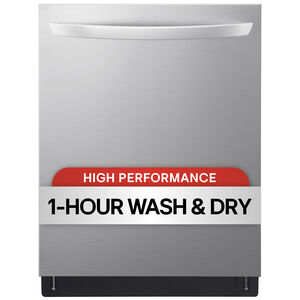 LG 24 in. Top Control Smart Dishwasher with 46 dBa Sound Level & 3rd-Rack - PrintProof Stainless Steel, PrintProof Stainless Steel, hires