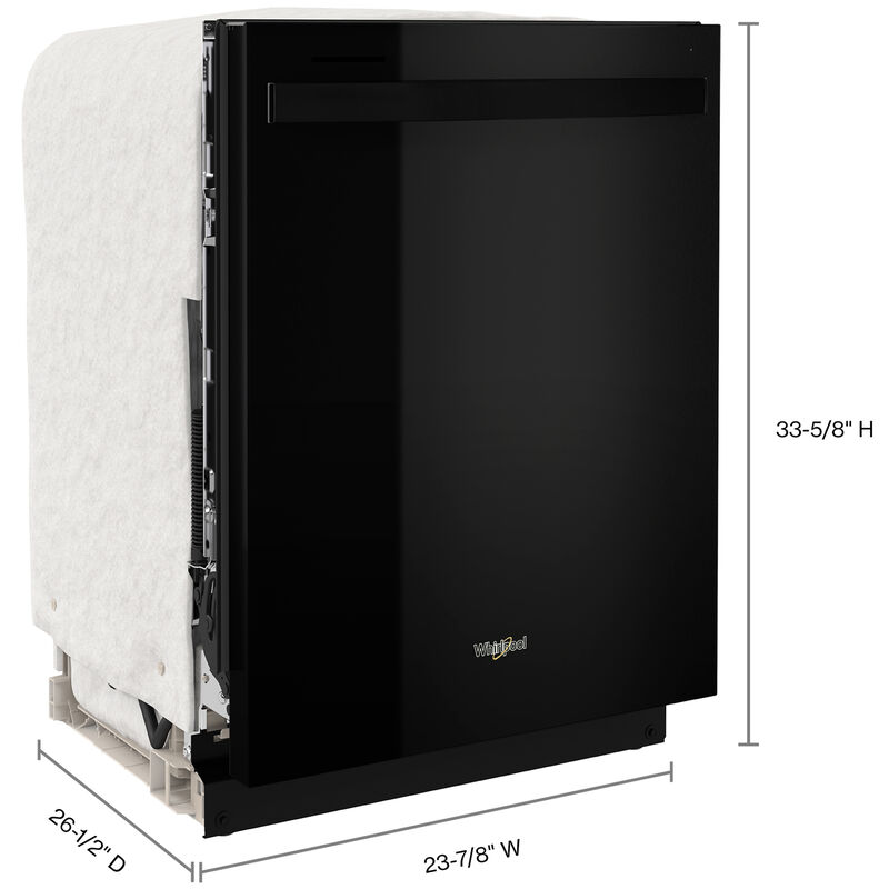 Whirlpool 24 in. Top Control Dishwasher with 47 dBa Sound Level & 3rd-Rack - Black, Black, hires