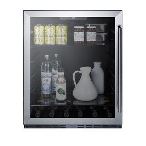 Summit Commercial 24 in. Built-In/Freestanding 5.0 cu. ft. Compact Beverage Center with Adjustable Shelves, Digital Control & Left Hinge - Stainless Steel, , hires