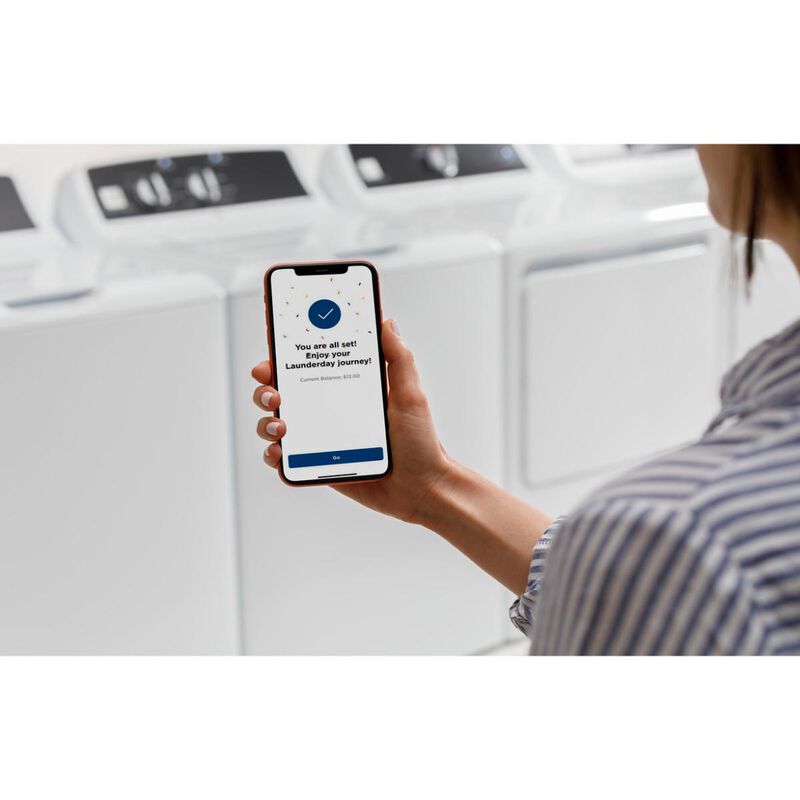 GE 27 in. 4.2 cu. ft. Smart Commercial Top Load Washer with Agitator & Built-In App Payment System - White, , hires