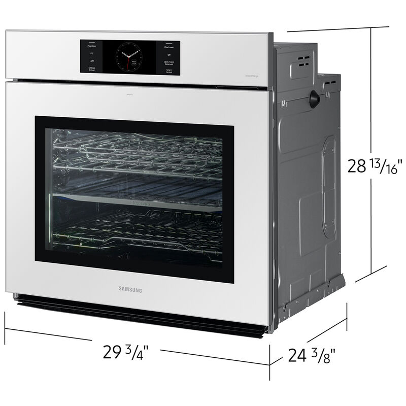 Samsung Bespoke 30 in. 5.1 cu. ft. Electric Smart Wall Oven with Dual Convection & Steam Clean - White Glass, , hires