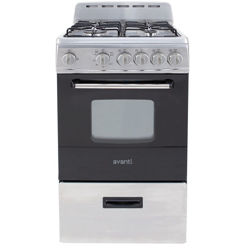 Avanti 20 in. 2.1 cu. ft. Gas Range with 4 Sealed Burners - Stainless Steel, , hires