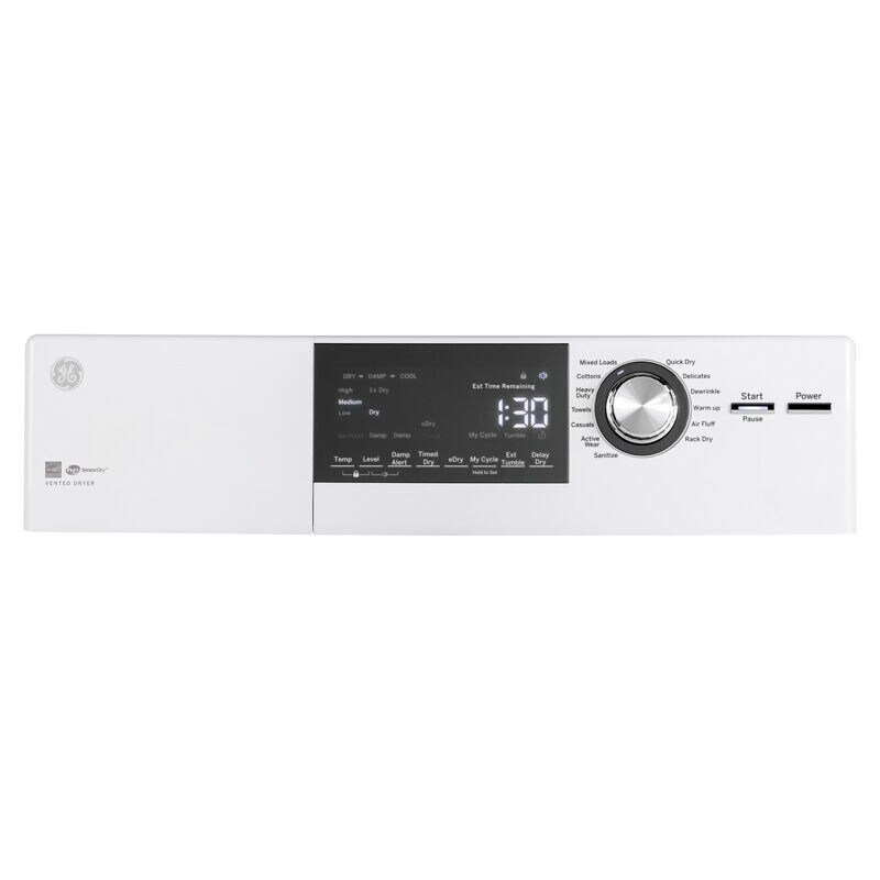 GE 24 in. 4.3 cu. ft. Stackable Electric Dryer with 13 Dryer Programs, 2 Dry Options, Sanitize Cycle & Sensor Dry - White, , hires