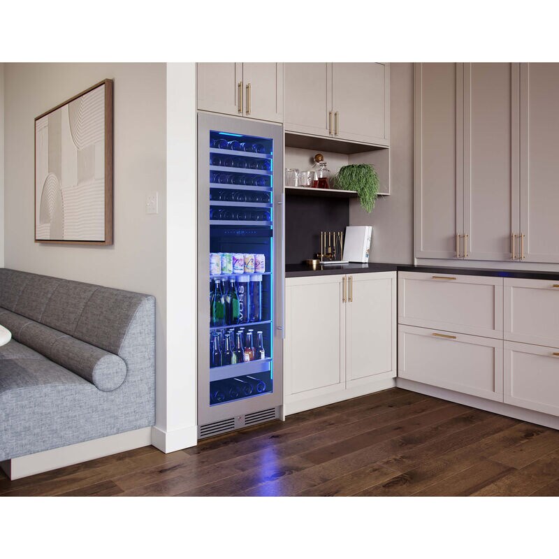 Zephyr Presrv Series 24 in. Built-In/Freestanding 14.5 cu. ft. Beverage Center with Adjustable Shelves & Digital Control - Stainless Steel, , hires
