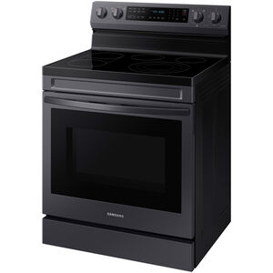 Samsung 30 in. 6.3 cu. ft. Smart Air Fry Convection Oven Freestanding Electric Range with 5 Smoothtop Burners & Griddle - PrintProof Black Stainless Steel, PrintProof Black Stainless Steel, hires