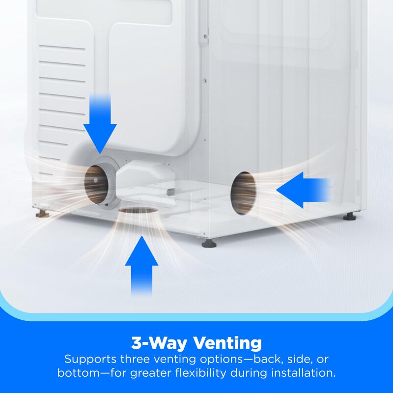 Midea 27 in. 7.0 cu. ft. Smart Gas Dryer with Sensor Dry & Sanitize Cycle - White, White, hires