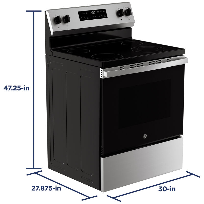 GE 400 Series 30 in. 5.3 cu. ft. Smart Oven Freestanding Electric Range with 4 Radiant Burners - Stainless Steel, Stainless Steel, hires