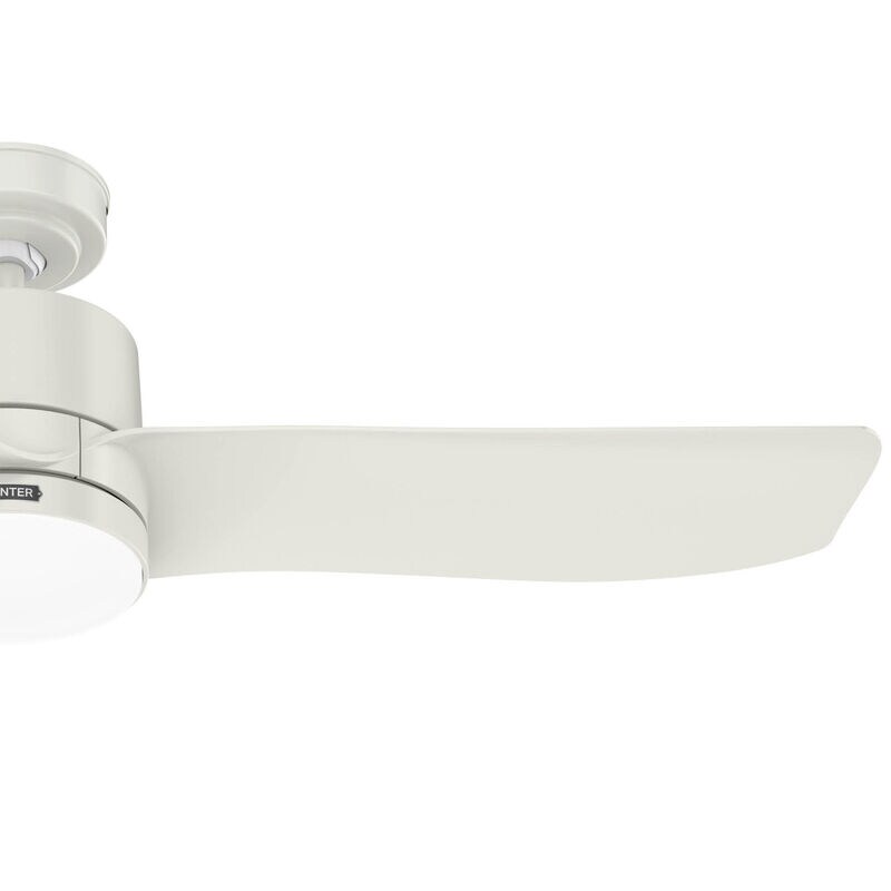 Hunter 52 in. Bolsa Damp Rated Ceiling Fan with LED Light Kit & Handheld Remote - Fresh White, Fresh White, hires