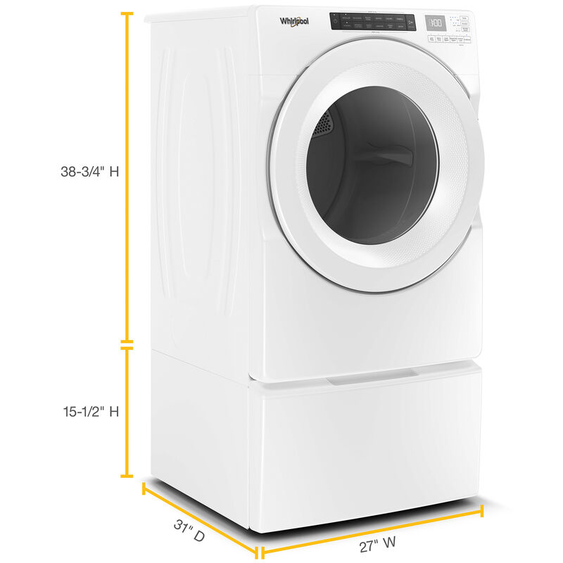 Whirlpool 27 in. 7.4 cu. ft. Electric Dryer with 12 Dryer Programs, Sanitize Cycle, Wrinkle Care & Sensor Dry - White, , hires