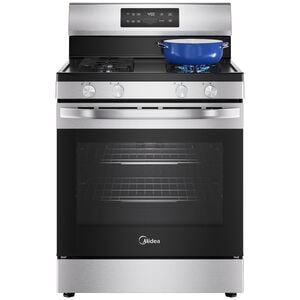 Midea 30 in. 6.1 cu. ft. Gas Range with 4 Sealed Burners - Stainless Steel, Stainless Steel, hires