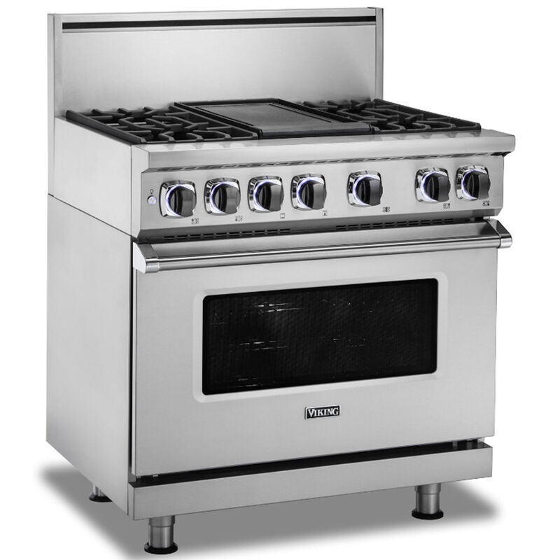 Viking 7 Series 36 in. 5.6 cu. ft. True European Convection Dual Fuel Range with 6 Sealed Burners - Stainless Steel, , hires