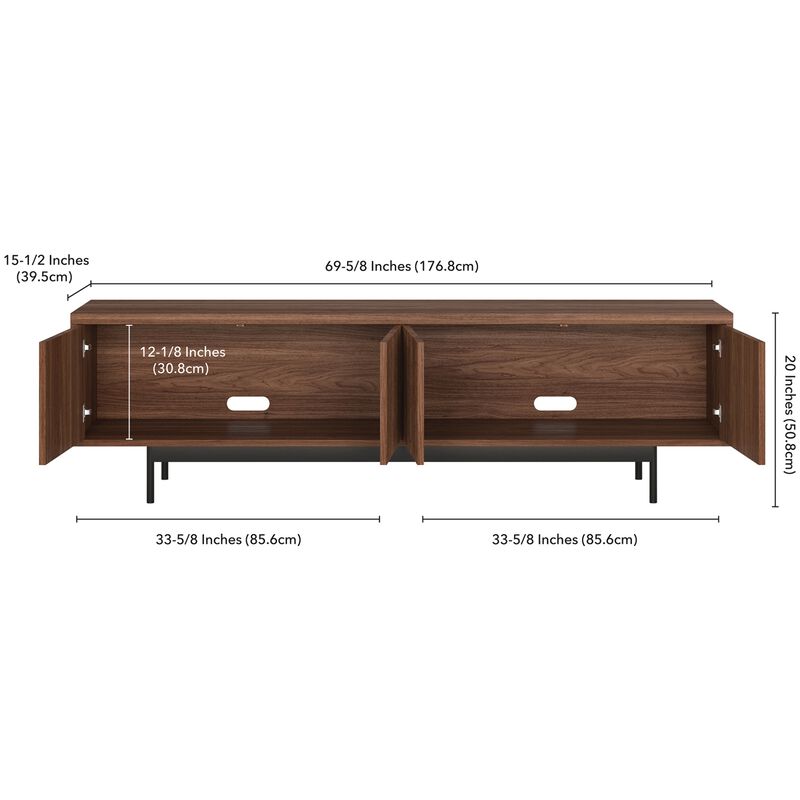 Preston & Cole Everett 70" Wide TV Stand for TVs up to 75" - Satin Walnut, , hires