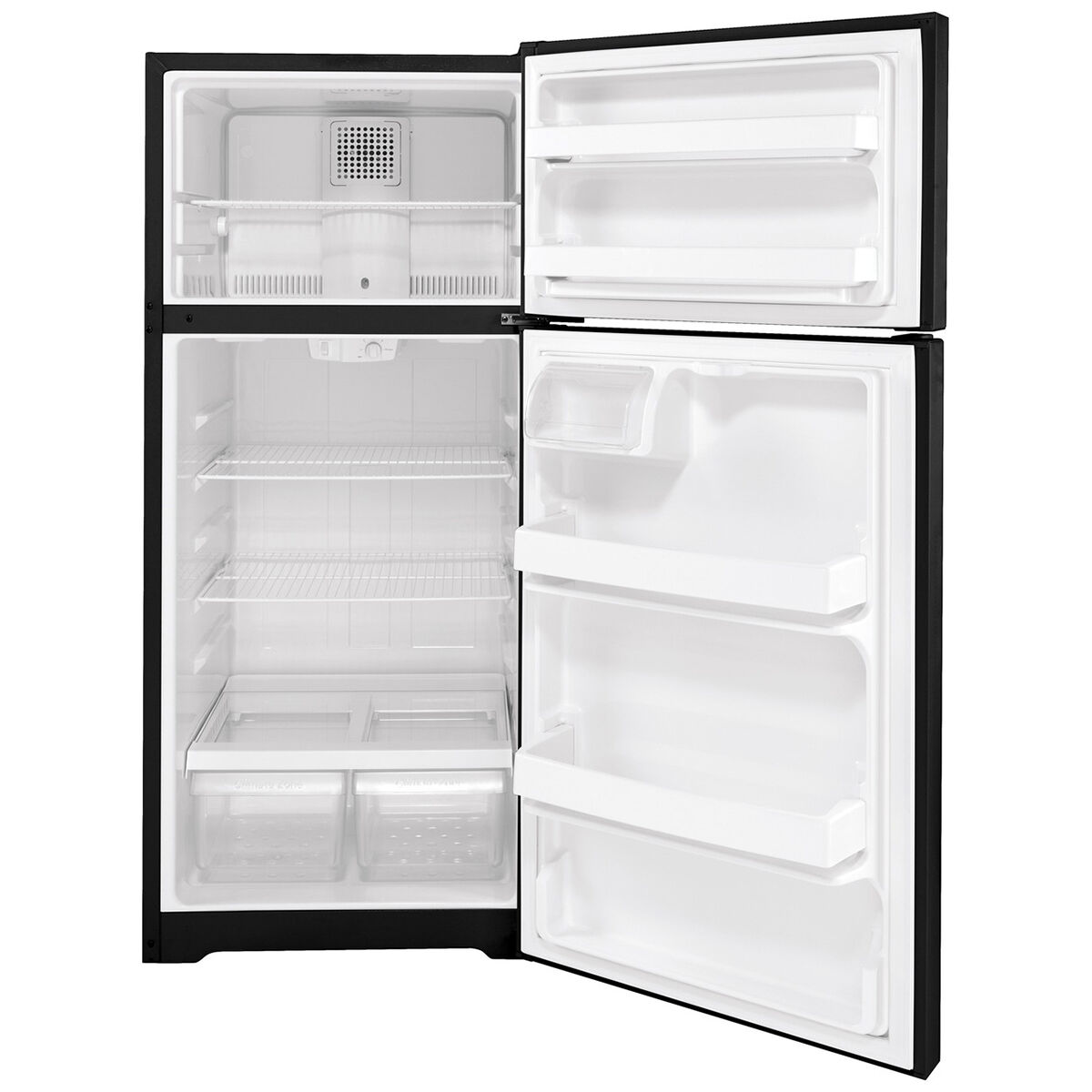 GE 28 in. 16.6 cu. ft. Top Freezer Refrigerator - Black | P.C.