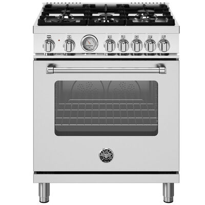 Bertazzoni Master Series 30 in. 4.7 cu. ft. Dual Convection Dual Fuel Range with 5 Sealed Burners - Stainless Steel | MAS305DFMXV