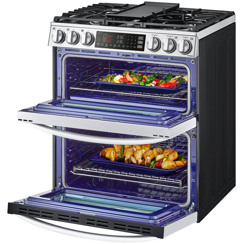 LG 30 in. 6.9 cu. ft. Smart Air Fry Convection Double Oven Slide