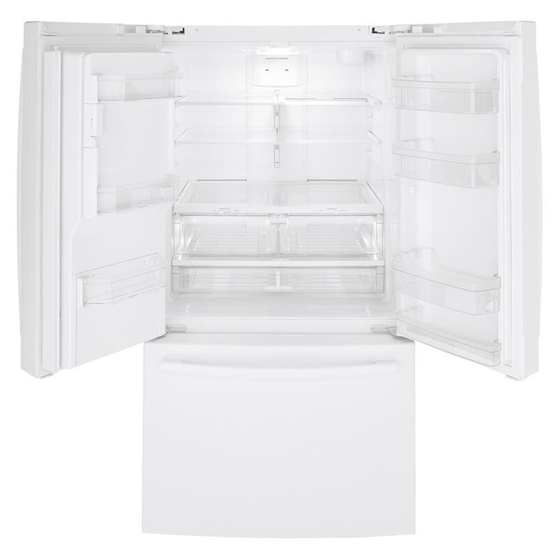 GE 36 in. 25.6 cu. ft. French Door Refrigerator with Ice & Water Dispenser - White, White, hires