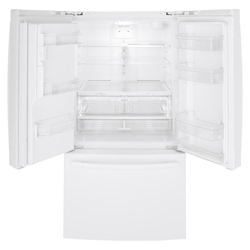GE 36 in. 25.6 cu. ft. French Door Refrigerator with External Ice & Water Dispenser - White, White, hires