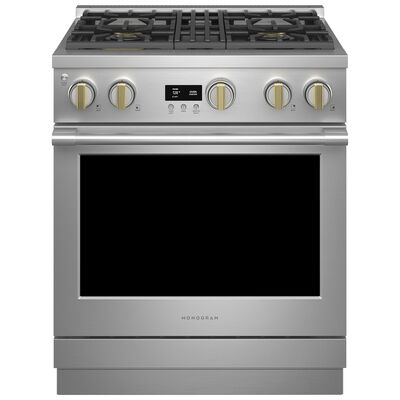 Monogram Statement Series 30 in. 5.7 cu. ft. Smart Standard Convection Gas Range with 4 Sealed Burners - Stainless Steel | ZGP304NTSS