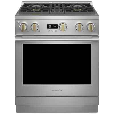 Monogram Statement Series 30 in. 5.7 cu. ft. Smart Convection Oven Freestanding Gas Range with 4 Sealed Burners - Stainless Steel | ZGP304NTSS