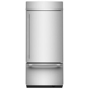 KitchenAid 36 in. 20.9 cu. ft. Built-In Counter Depth Bottom Freezer Refrigerator with Ice Maker - Stainless Steel with PrintShield Finish, , hires