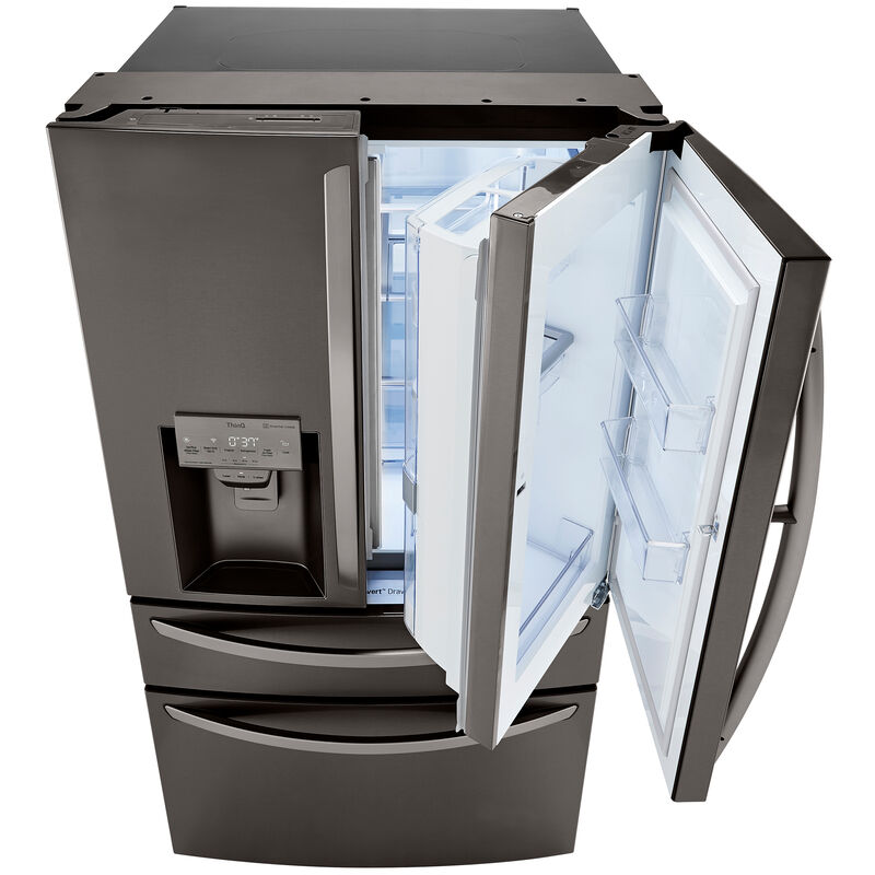 LG 36 in. 29.5 cu. ft. Smart 4-Door French Door Refrigerator with External Ice & Water Dispenser- Black Stainless Steel, Black Stainless, hires